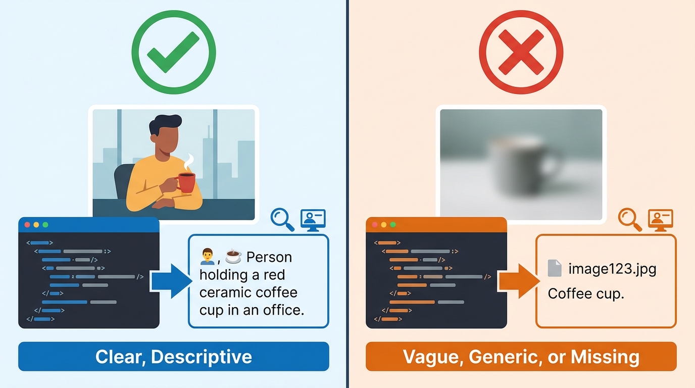 goede alt tekst versus slechte alt tekst voorbeelden vergelijking