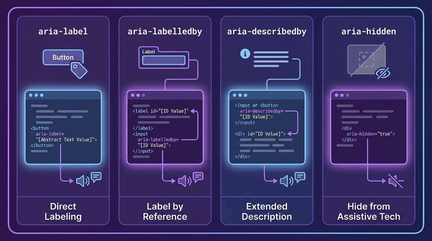 aria labels voorbeelden roles states en properties overzicht