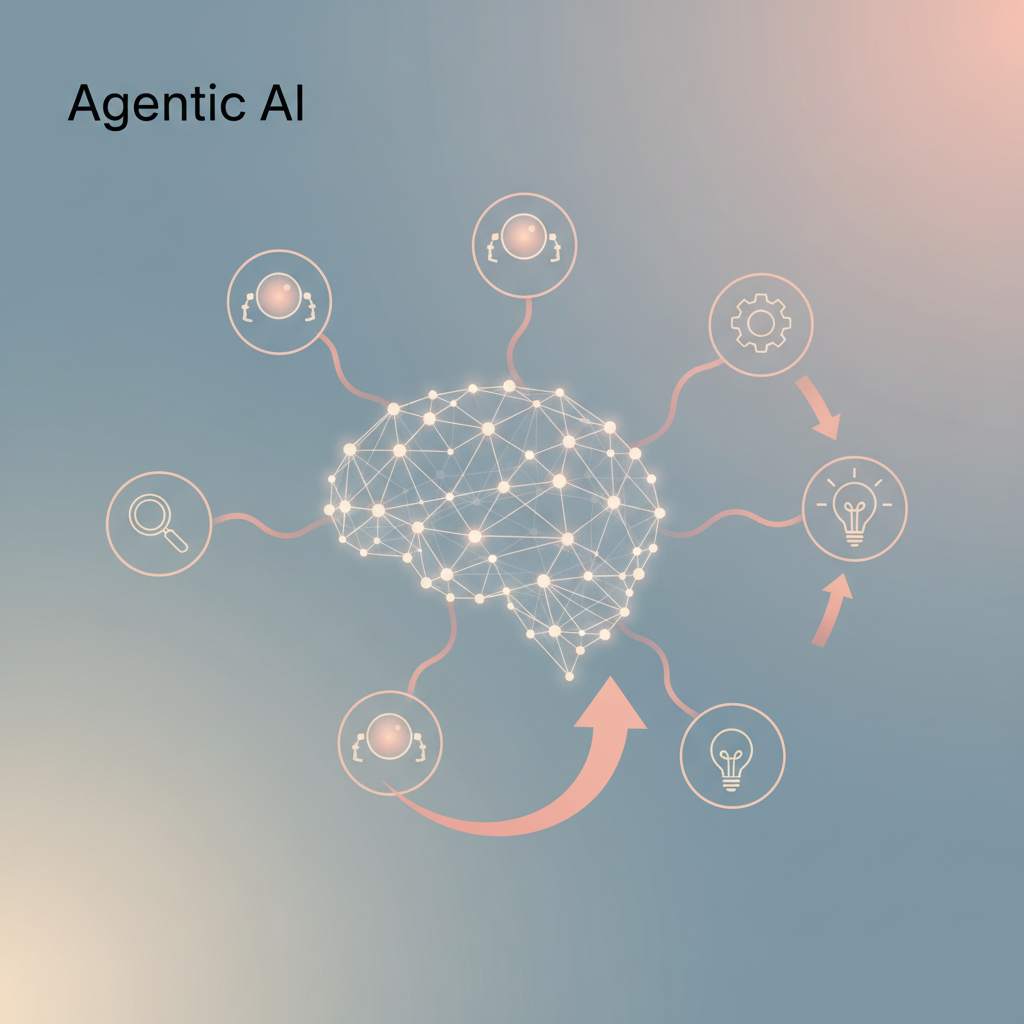 Agentic AI conceptuele illustratie voor zakelijk gebruik