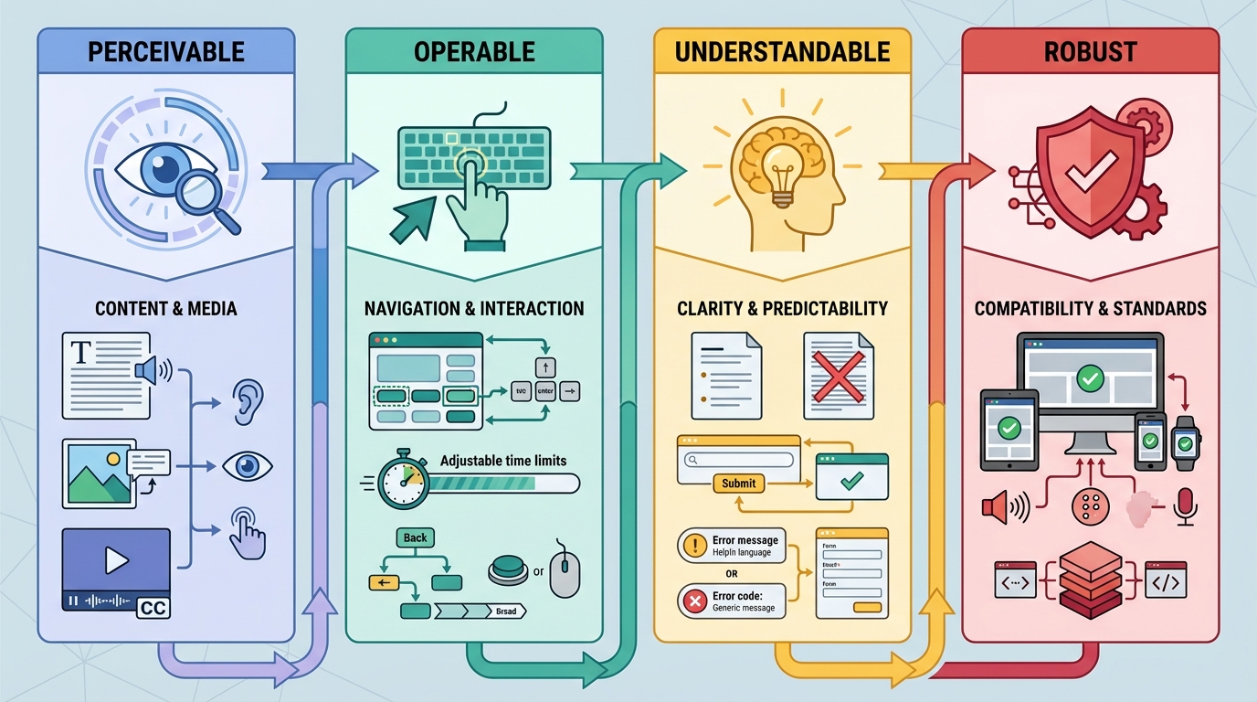 de vier WCAG principes waarneembaar bedienbaar begrijpelijk betrouwbaar