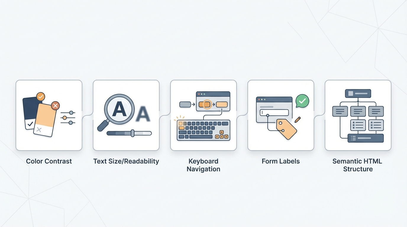 vijf belangrijkste wcag aa eisen voor websites infographic