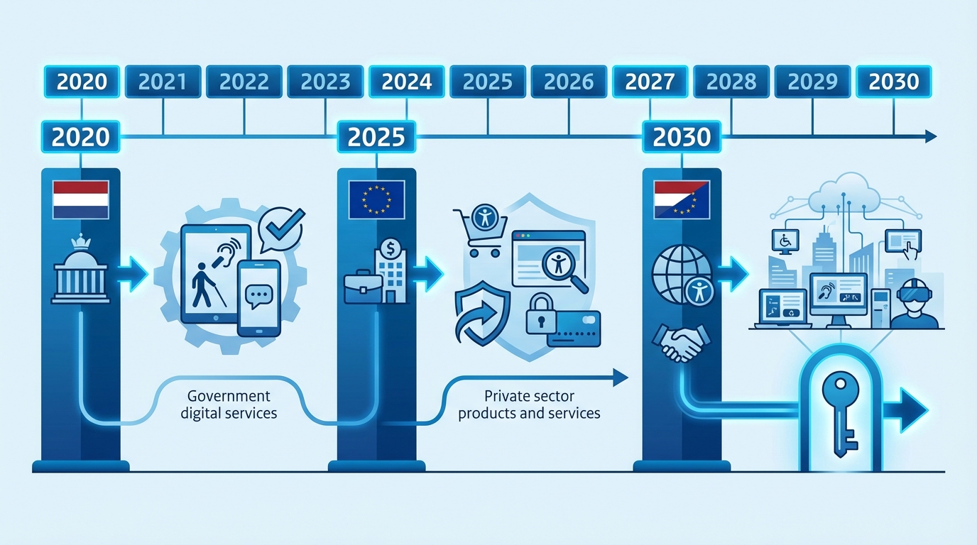 tijdlijn wcag wetgeving nederland en europa met deadlines