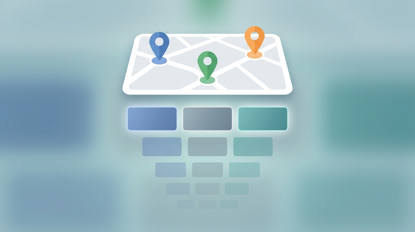 De local pack van het Google Bedrijfsprofiel: kaartje met drie lokale bedrijven bovenaan de Google zoekresultaten